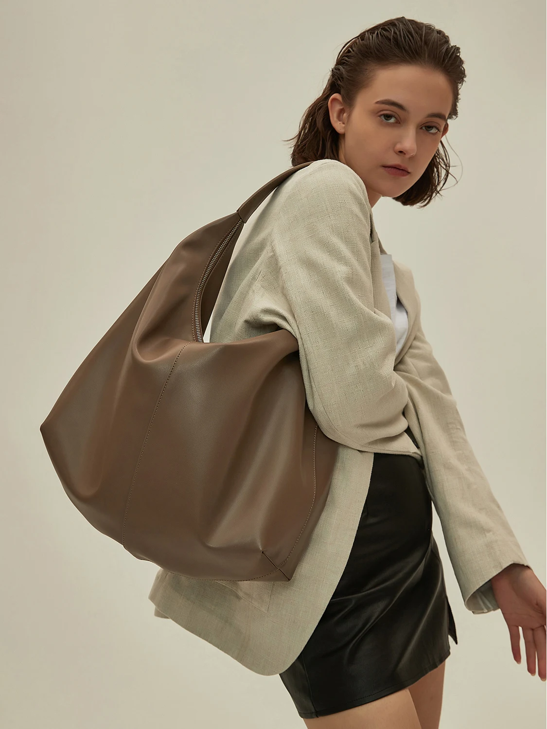 Title 4, Khaki herfst- en winter zachte casual tote bag ...