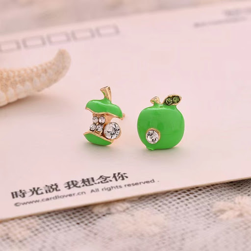 Title 3, Womens Red Green Drop Glazed Stud Earrings, a ...