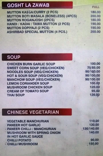 Ashirbad Restaurant menu 