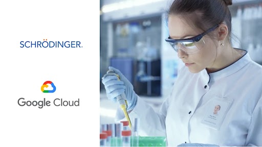 Female scientist in lab coat and safety goggles  