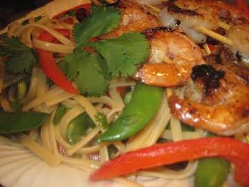 Grilled Ginger Shrimp and Vegetable Pasta Salad