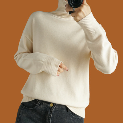 Title 1, Turtleneck Womens Thick Pullover Loose Lazy Fa...