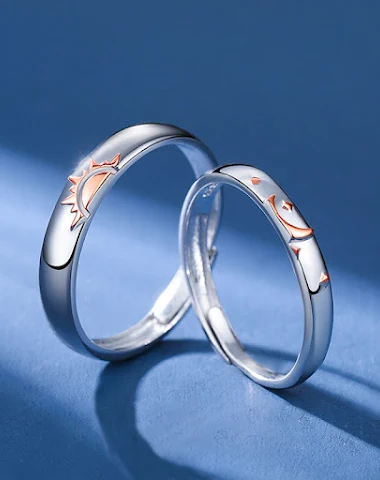 Bagues de couple en argent sterling - 3