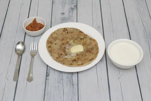 2 Aloo Pyaz Mixed Parantha With Curd And Butter