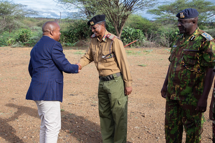 Interior Cabinet Secretary Kithure Kindiki with Rift Valley Regional Commissioner Abdi Hassan on October 31, 2023.