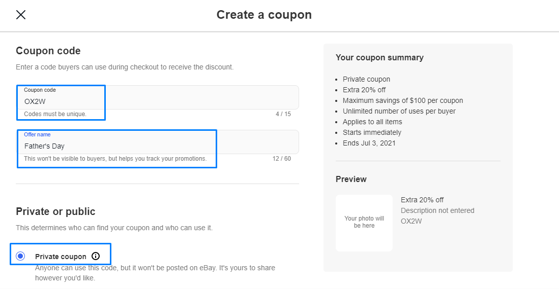 how-to-create-private-coupon-on-ebay-promotion-coupon-for-specific