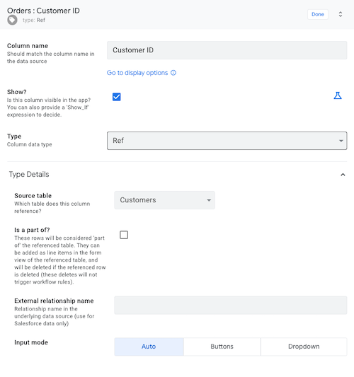Customer ID is a reference to Customers table