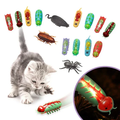 Pet Electric Bug Cat Toy Cat Escape Obstacle Automatic Flip Toy Battery Operated Vibration Pet Beetle Supplies