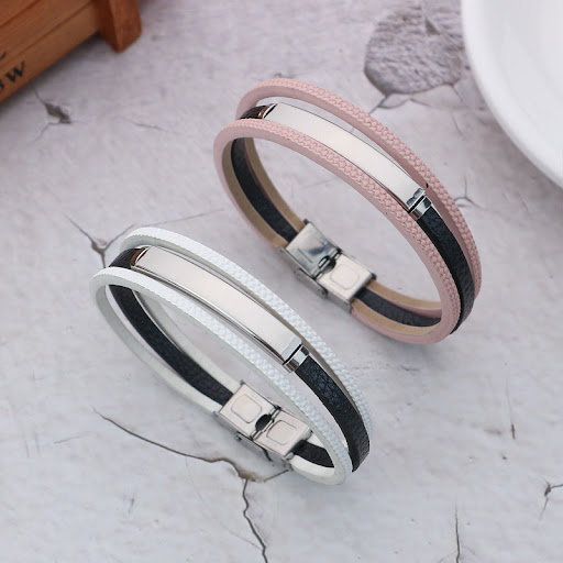 Title 7, Stainless Steel Personality Lettering Couple Br...