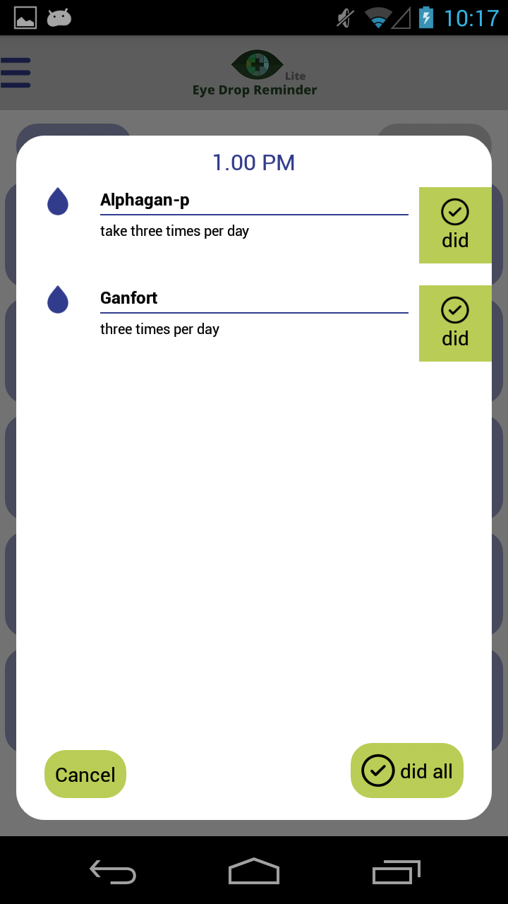 Eye Drop Remainder Lite Screen 3
