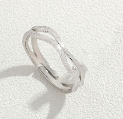 Title 2, Peach Blossom Sterling Silver Couple Ring, symb...