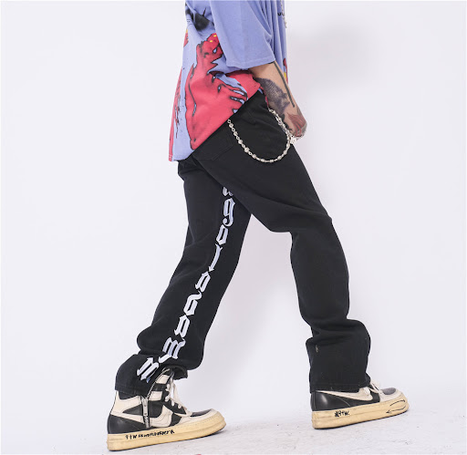 Title 8, Mens Letter Embroidery Jeans European and Amer...