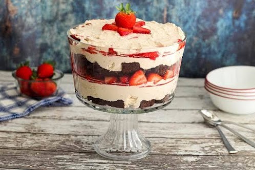 Strawberry and Chocolate Brownie Trifle