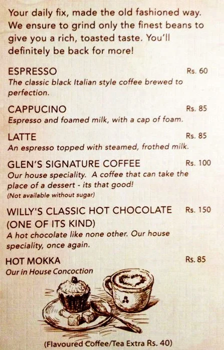 Glen Bake House menu 