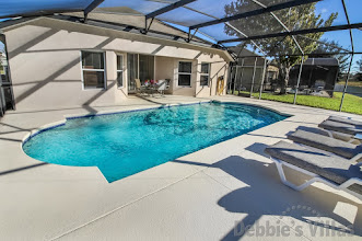 South-facing pool deck at this popular Mission Park villa in Clermont