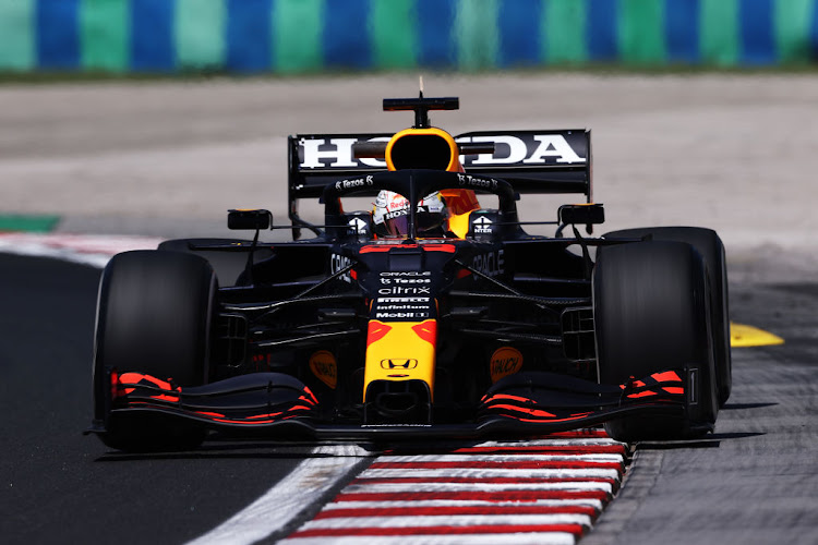 Max Verstappen on track during practice ahead of the F1 Grand Prix of Hungary at Hungaroring on July 30, 2021 in Budapest, Hungary.