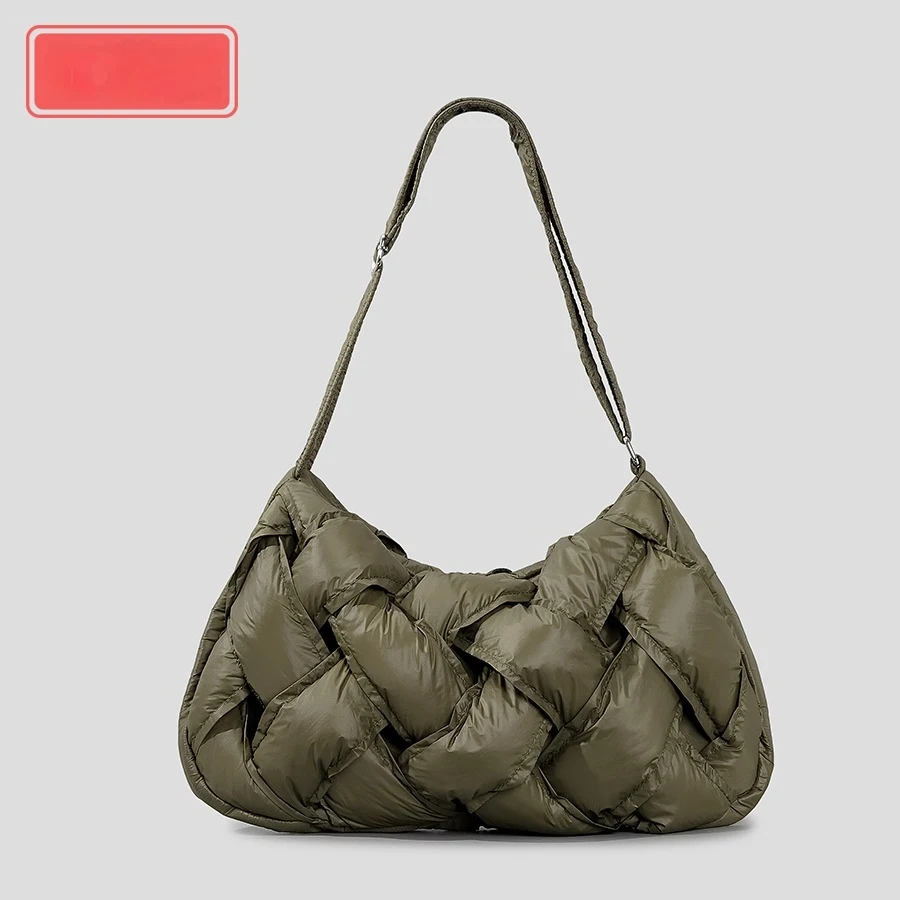Bolso Bandolera de Algodón Acolchado para Mujer Gran Capacidad Ligero Nylon Down Bag