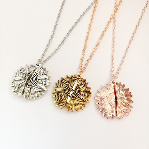 Title 5, Sunflower Double Lettering Necklace. A personal...