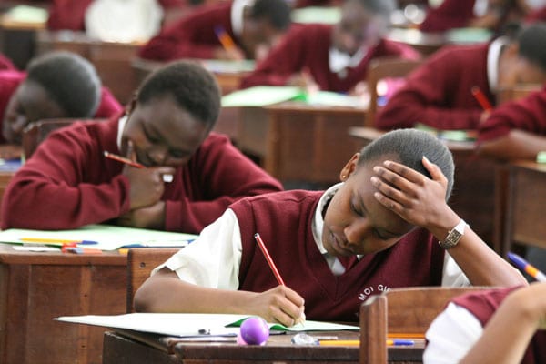 Students of Moi girls sit for the KCSE examination