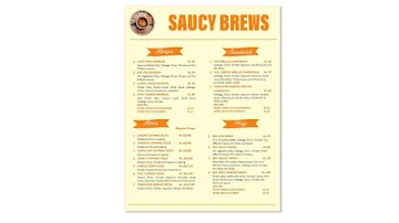 Saucy Brews menu 