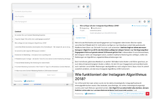 contentbird Connect chrome extension