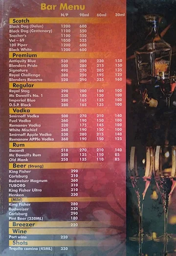 Hotel Kunal menu 