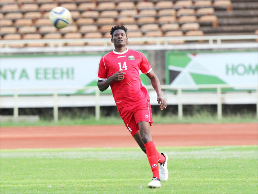 Harambee Star strikers Michael Olunga during a past international encounter