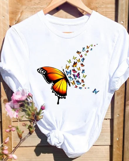 Women Butterfly 90s Trend Cute 2022 Fashion Graphic T Top... - 3