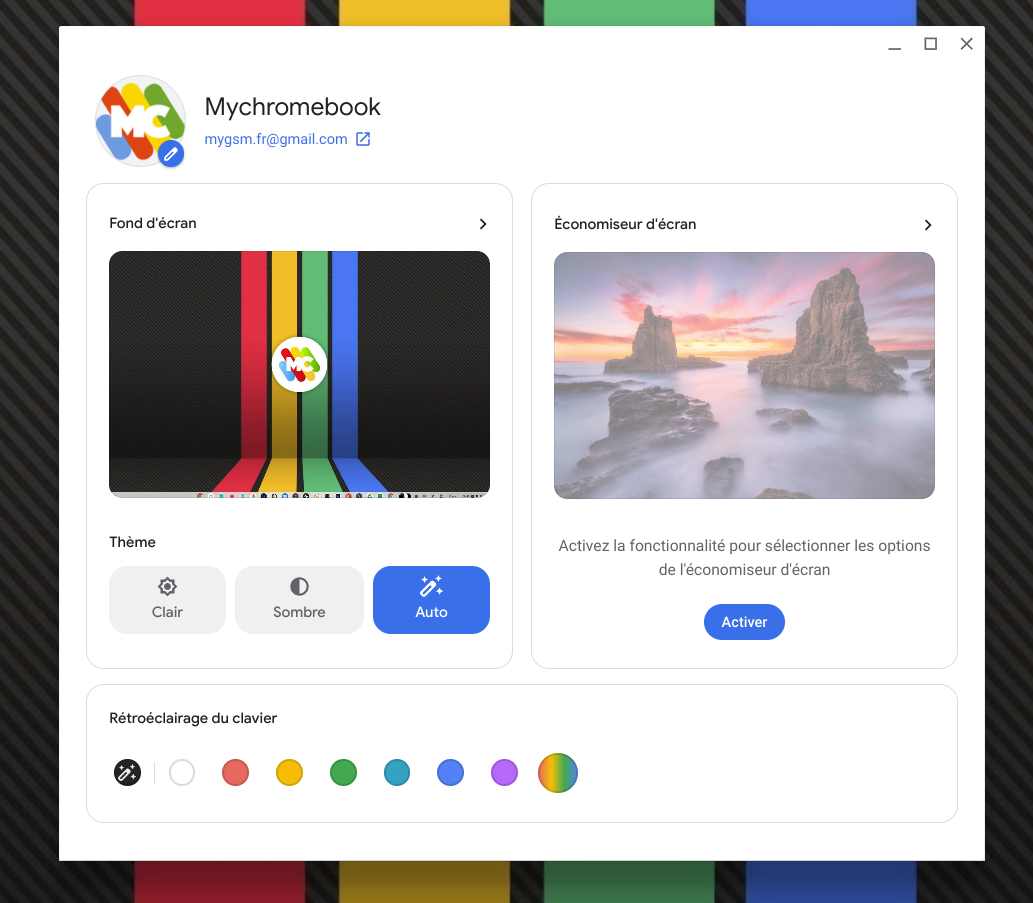 Les claviers RGB sur ChromeOS