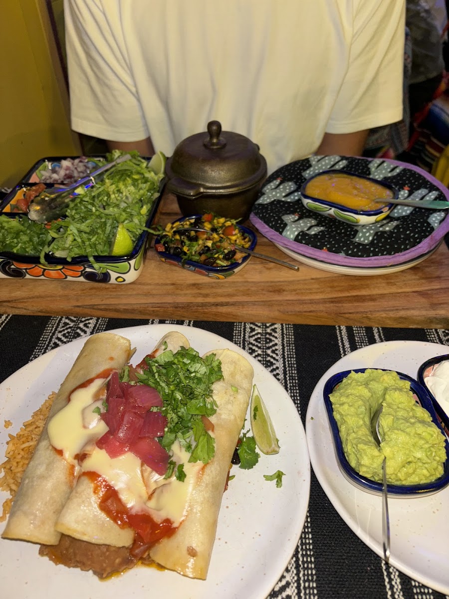 Enchiladas and taco plate