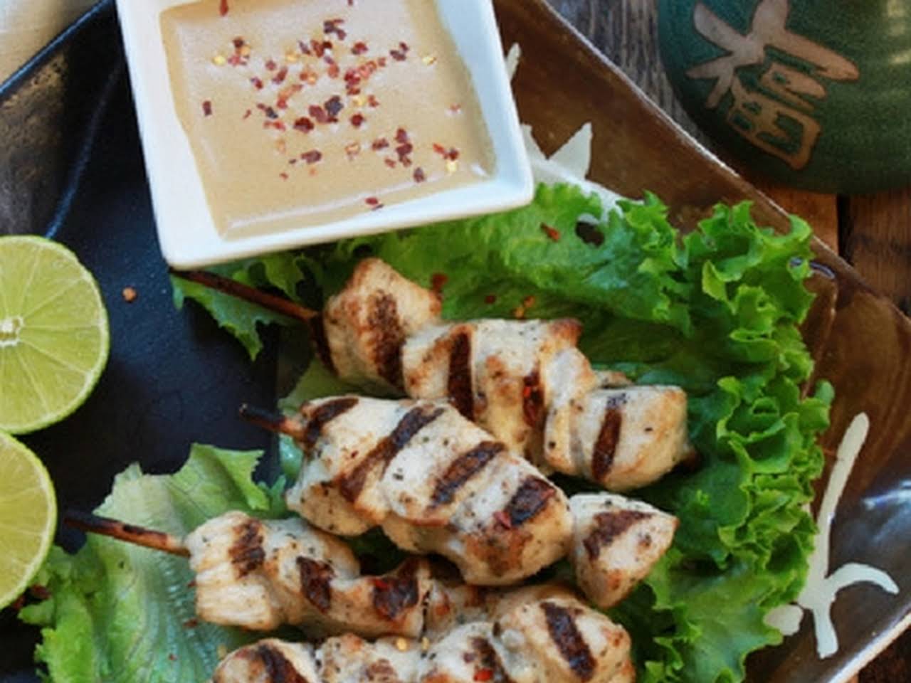 Spicy Skewered Chicken with Peanut Dip Recipe