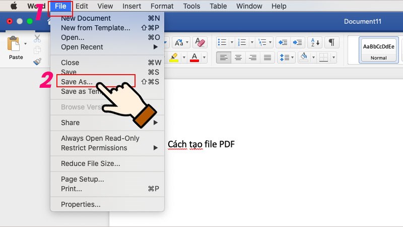 Sau khi soạn thảo nội dung xong, bạn chọn File > Chọn Save As để lưu lại.