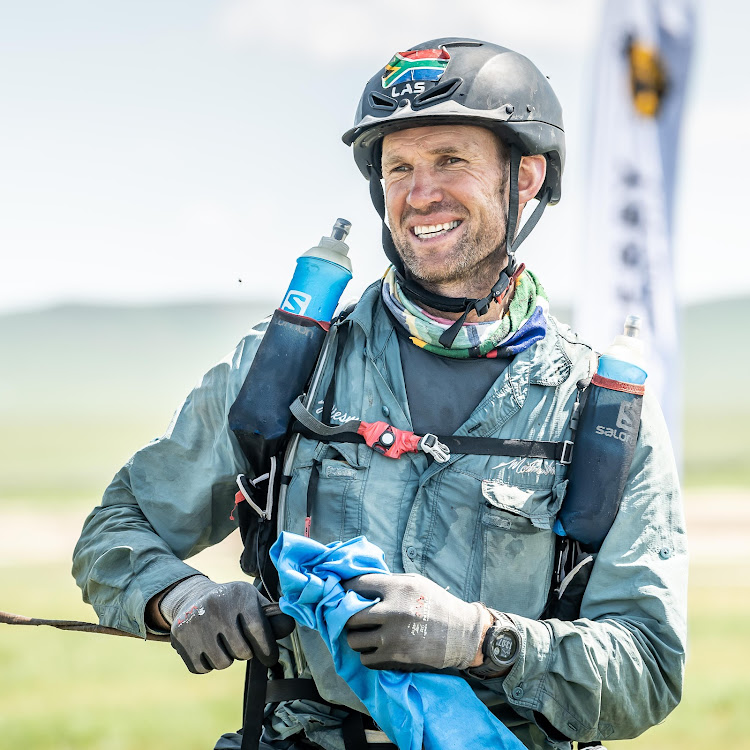 Wiesman Nel after crossing the finish line second in the Mongol Derby.