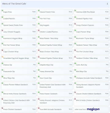 The Grind Cafe menu 