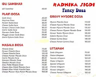 Radhika Fancy Sigdi Dosa menu 1