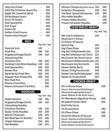 Hotel Hot Bowl menu 
