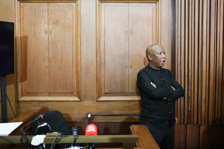 Leader of the EFF Julius Malema at the Equality Court at the South Gauteng High court in Johannesburg CBD, during a hate speech case brought by Afriforum relating to the singing of the struggle song “Shoot the Boer”.