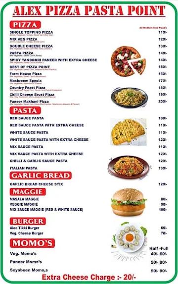 Alex Pizza Pasta Point menu 