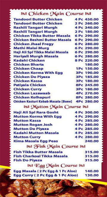 Haji Ali Biryani menu 