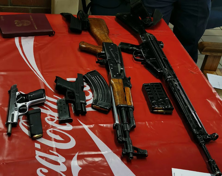 KwaZulu-Natal police seized a number of weapons, including an AK-47, an R1 rifle and two pistols, at a funeral near Pietermaritzburg on Sunday.