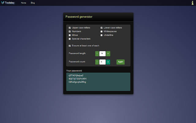 Toolsley Random Password Generator chrome extension