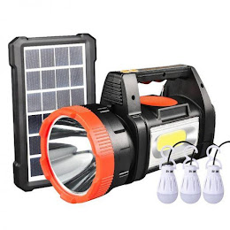 Kit solar lanterna, 3 becuri, Mp3, Radio, USB, panou solar 8000 mAh