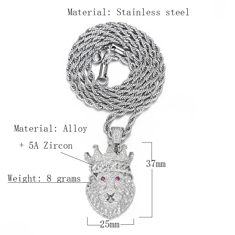 Title 5, Collier pendentif Couronne Hip Hop Européen Zir...