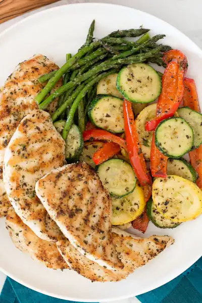 Herb Chicken Breast Cubes With Saute Veggies