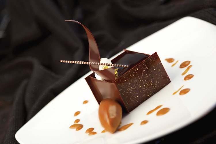 Chocolate tiramisu mascarpone cream and espresso gelato, one of the dessert offerings on Princess Cruises.