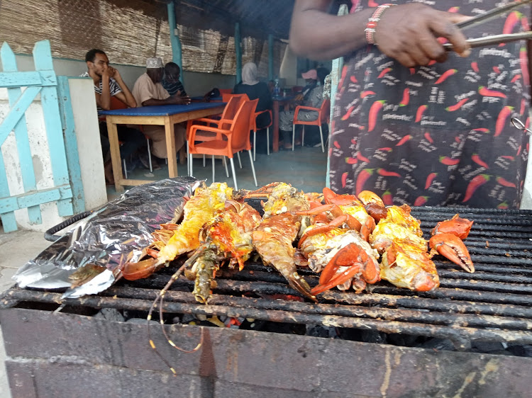 Barbecued lobster on the streets of Lamu island