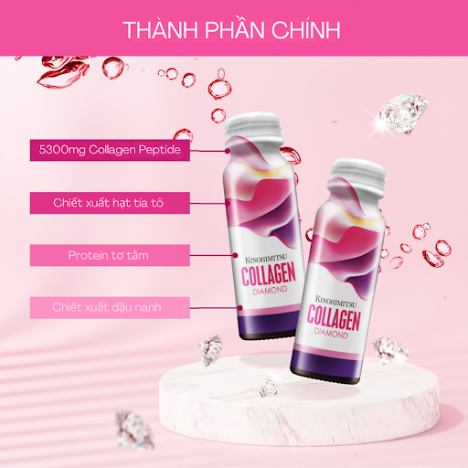 Nước uống chống lão hóa và sáng da Kinohimitsu Collagen Diamond 5300 (10 chai x 50ml)