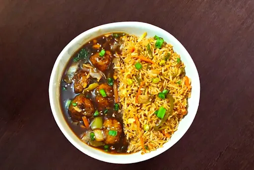 Veg Manchurian [200 Ml] With Fried Rice [300 Ml]