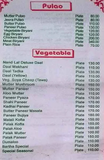 Nandlal Ka Dhaba menu 