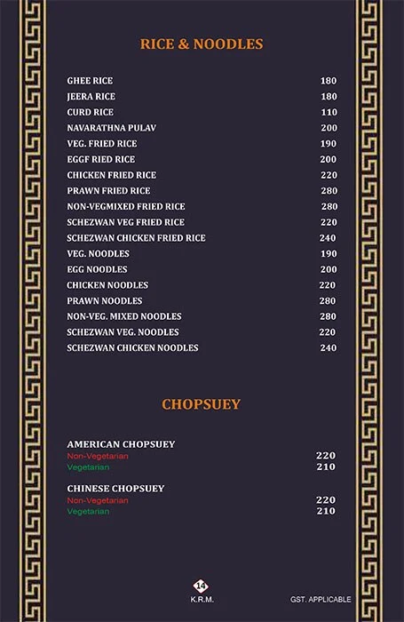 Nandhini Deluxe menu 